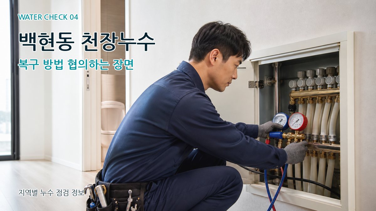 백현동 천장누수 복구 방법 협의하는 장면